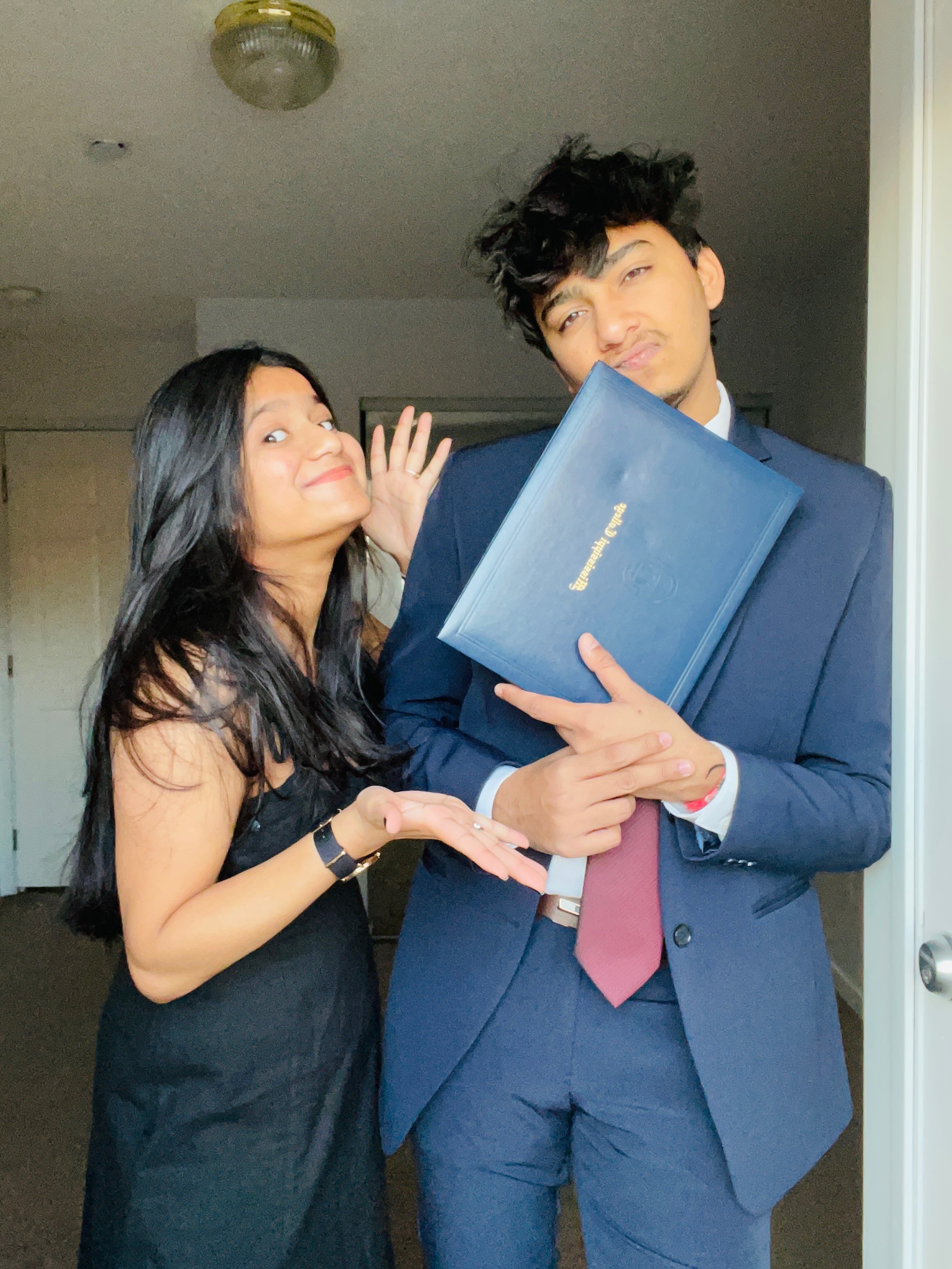 Jeel and Sheena celebrating a graduation